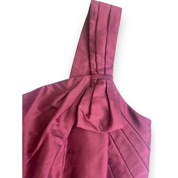 J.Crew Burgundy One-Shoulder Bow Silk Cocktail Party Dress | Sz 12 NEW | 02955 - Picture 5 of 14